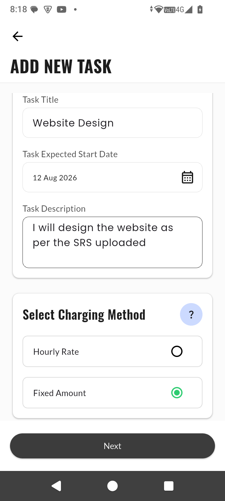 Peresia designer job applications screen