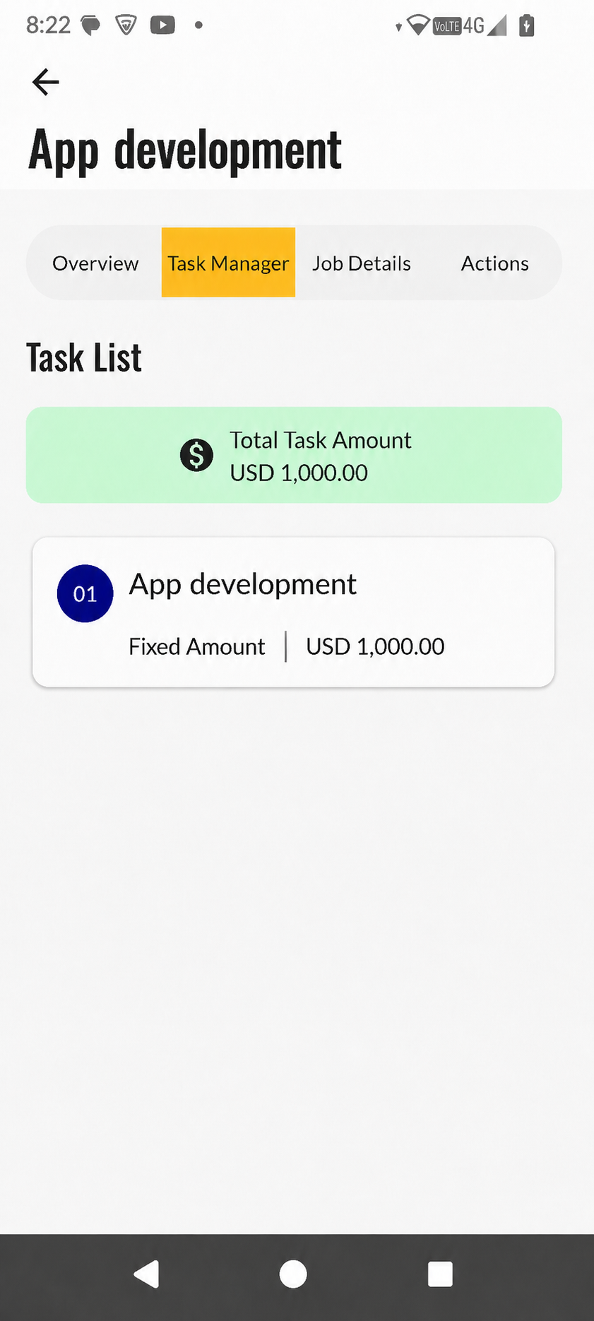Peresia developer hired confirmation screen