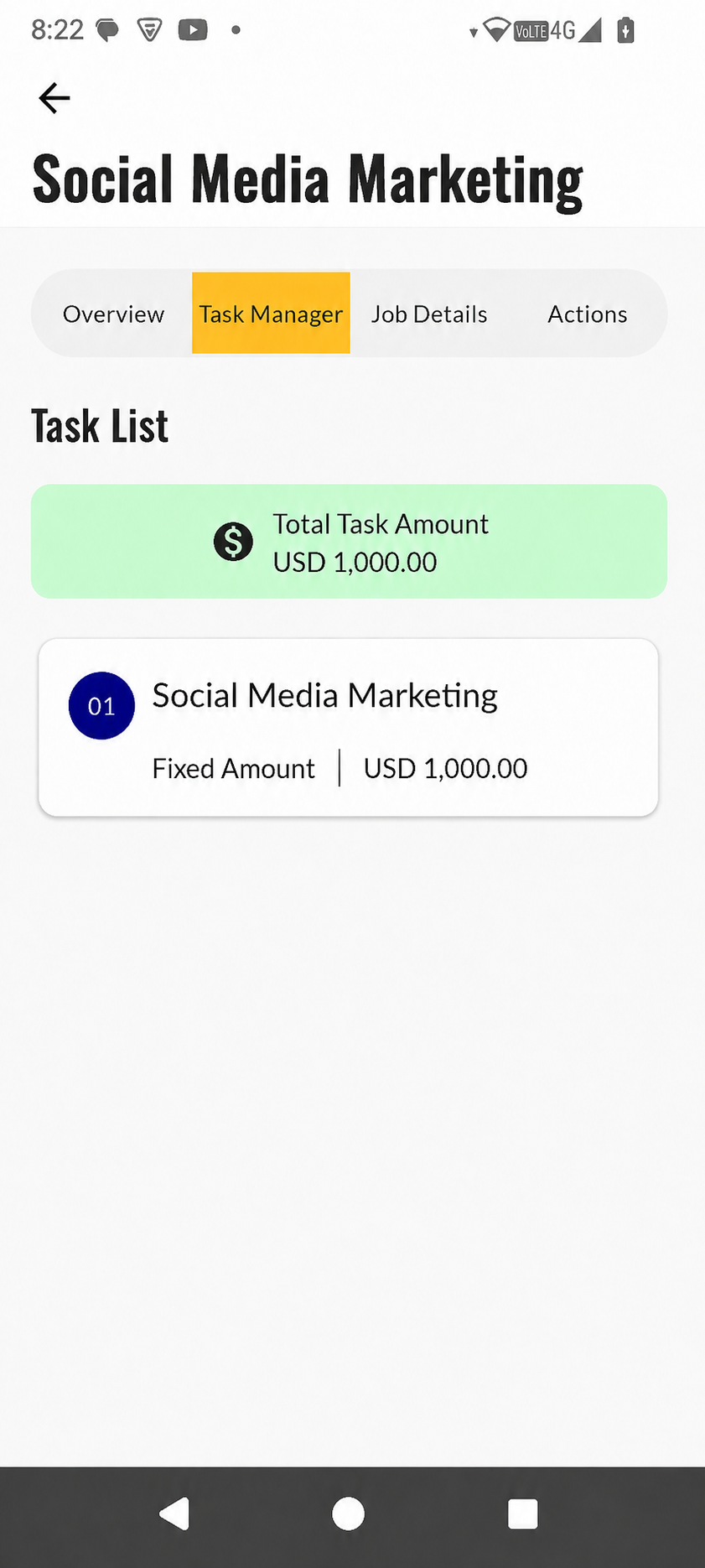 Peresia marketer hired confirmation screen