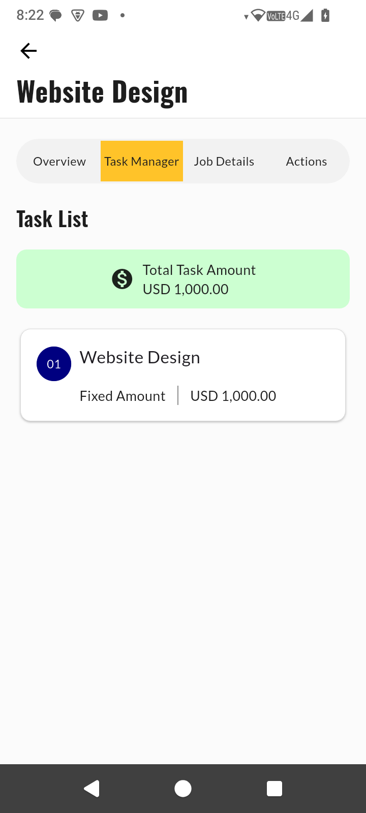 Peresia designer hired confirmation screen