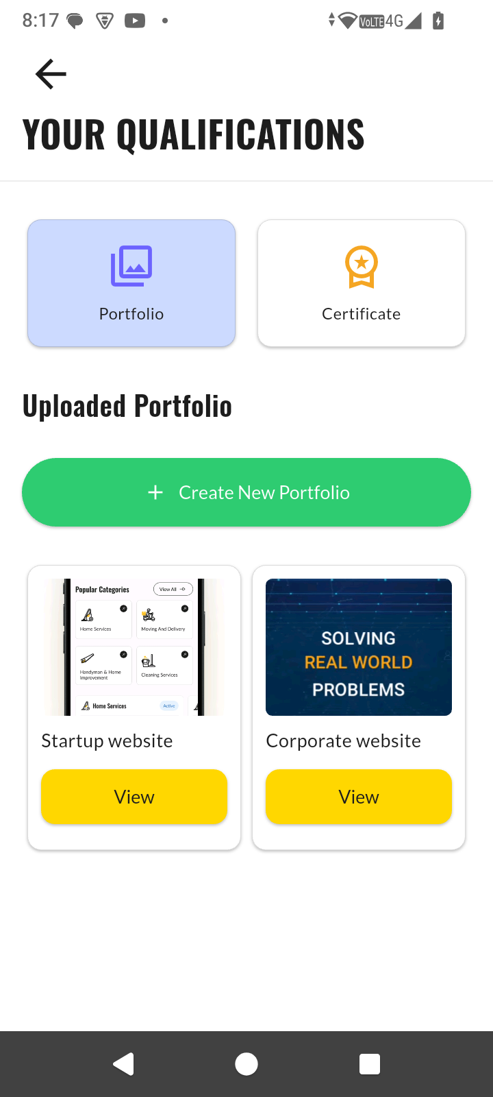 Peresia designer portfolio screen