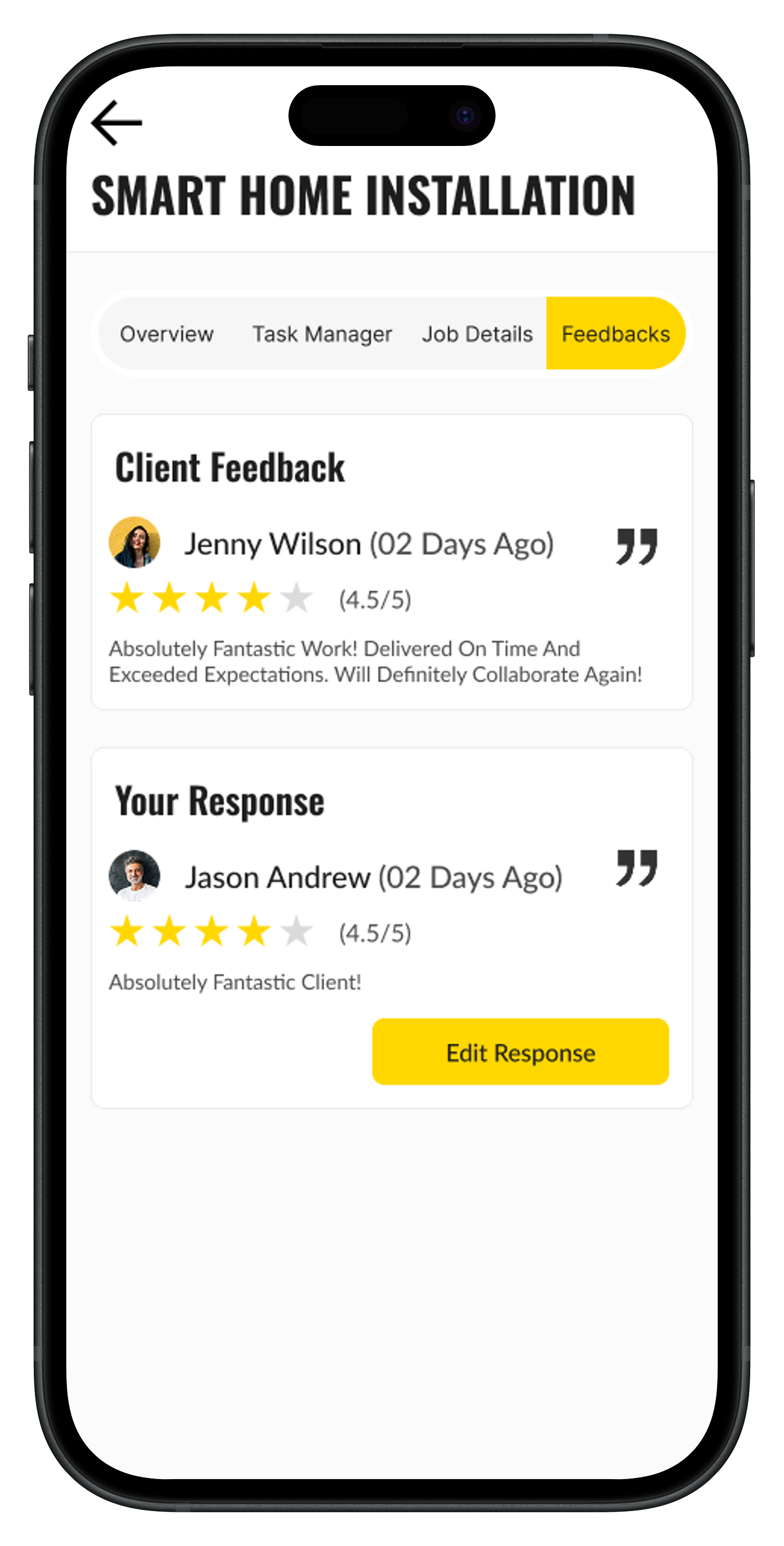 Client feedback and ratings