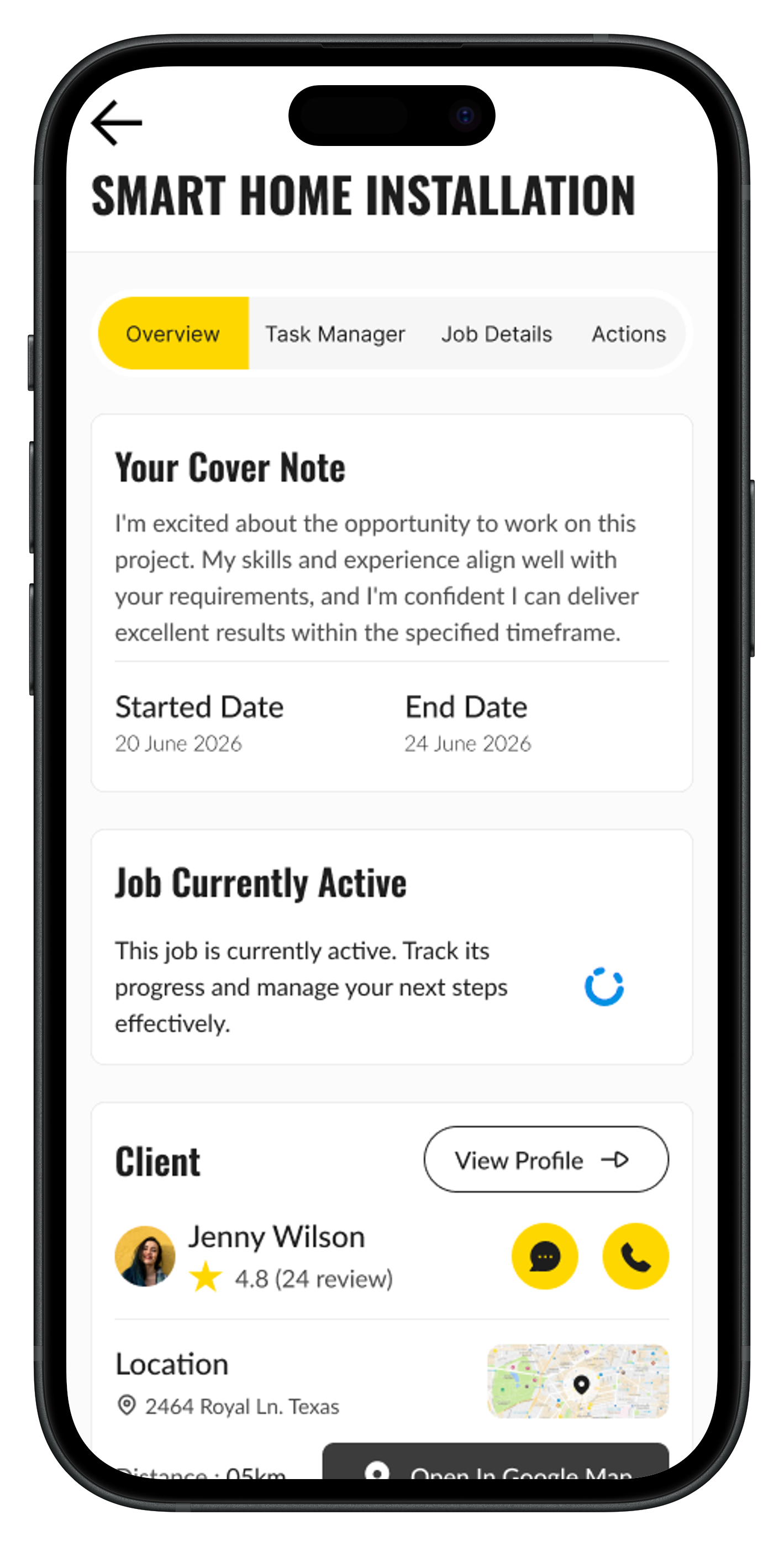Job overview and client communication